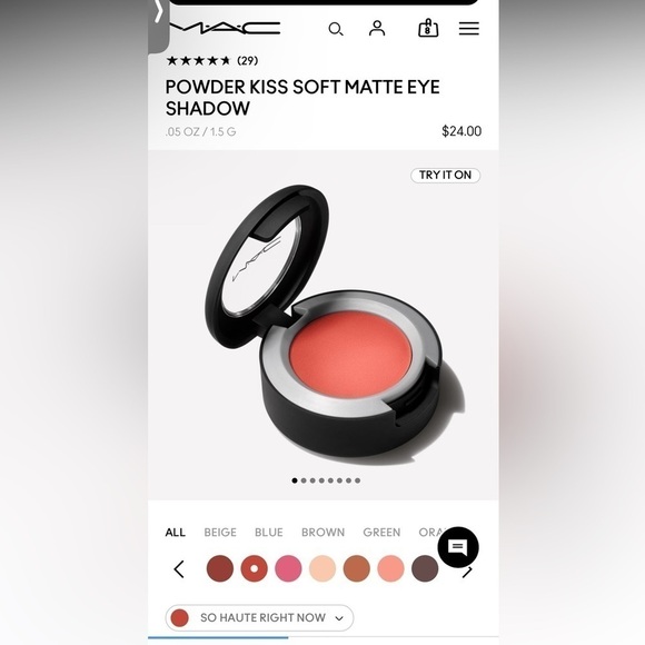 MAC Powder Kiss Soft Matte Eye Shadow in color So Haute Right Now, NEW! - Picture 2 of 10